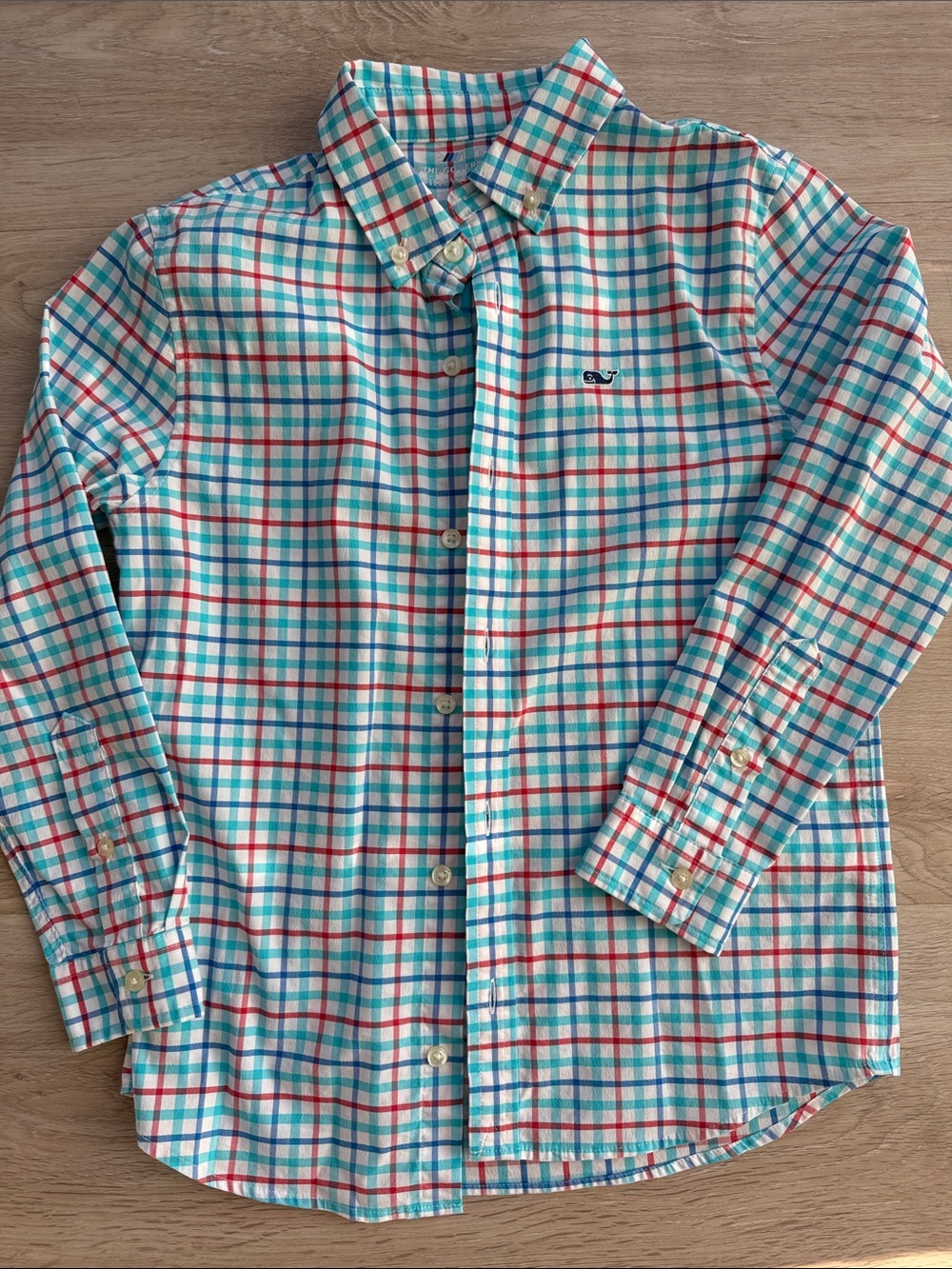 Vineyard Vines Plaid Button-Down Shirt in Aqua, Red & Blue